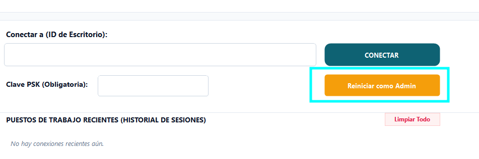 Botón Reiniciar como Admin